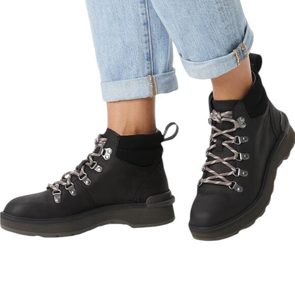 NWOT Sorel Black Hi-Line Hiking boots - Sz 8.5 - Picture 1 of 12